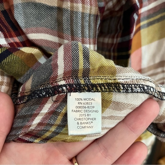 Christopher & Banks Plaid Flannel Button Down - Picture 4 of 5
